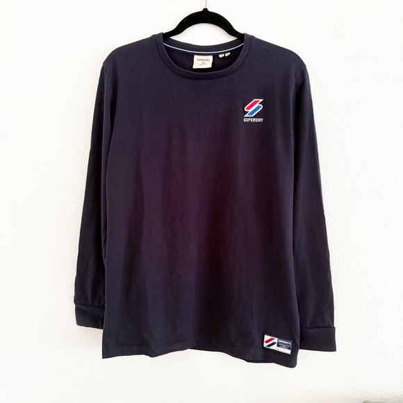 SUPERDRY Sportstyle Essential Long Sleeve Top Deep Navy Mens Size M - Picture 1 of 8
